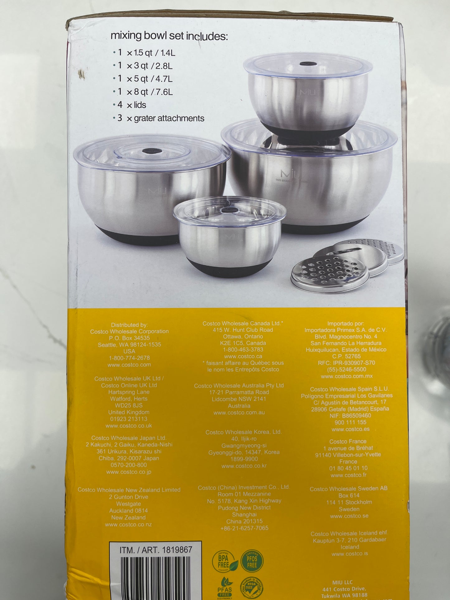 Stainless steel mixing bowl set 18/8 with clear lids 3 greater attachment