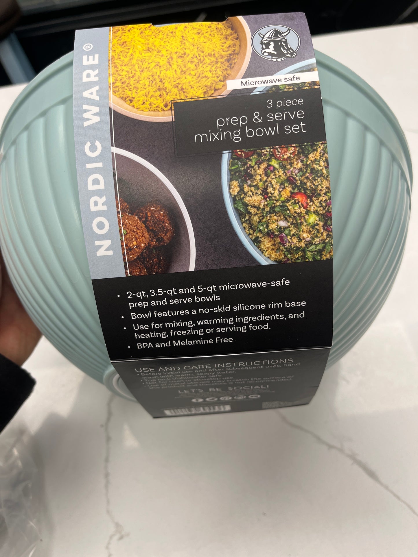 Three-piece prep and serve mixing bowl set