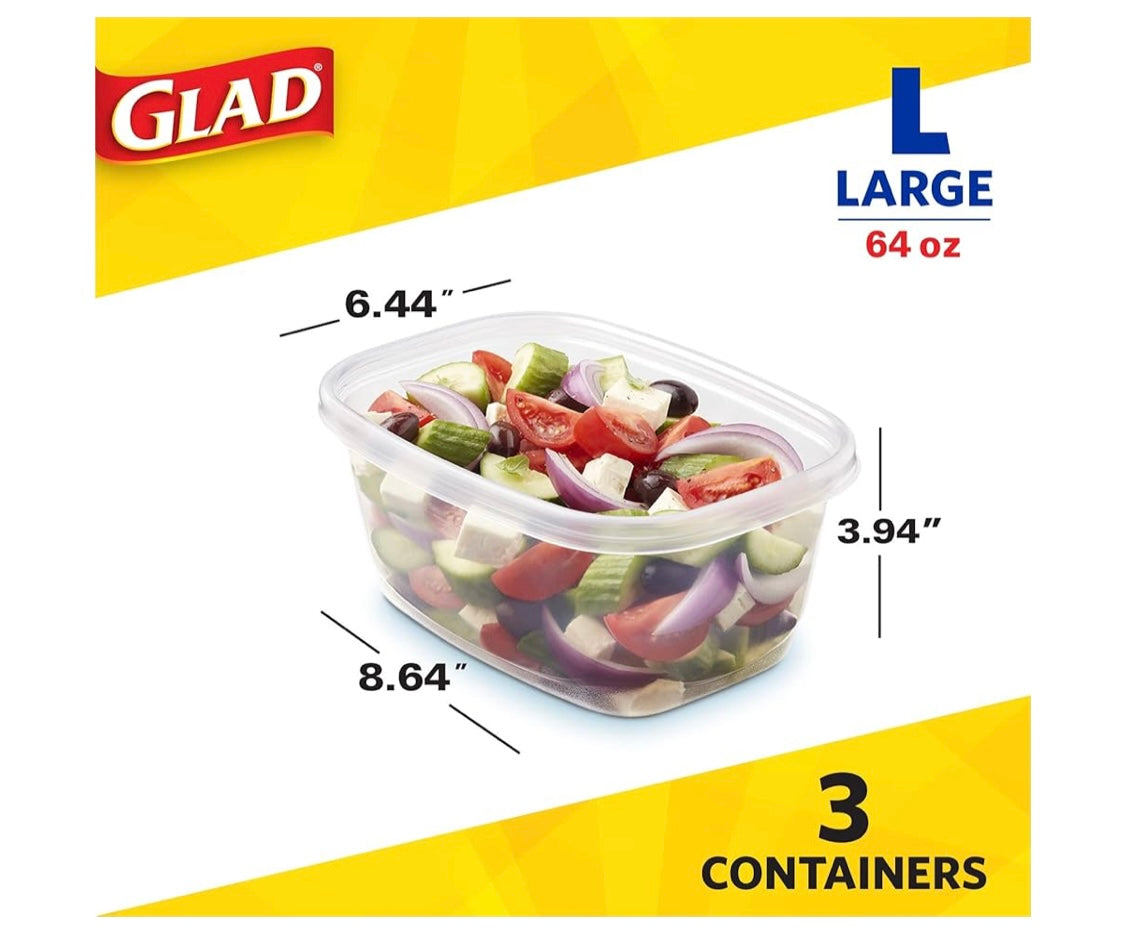 GLAD Deep Dish Large Containers 64oz