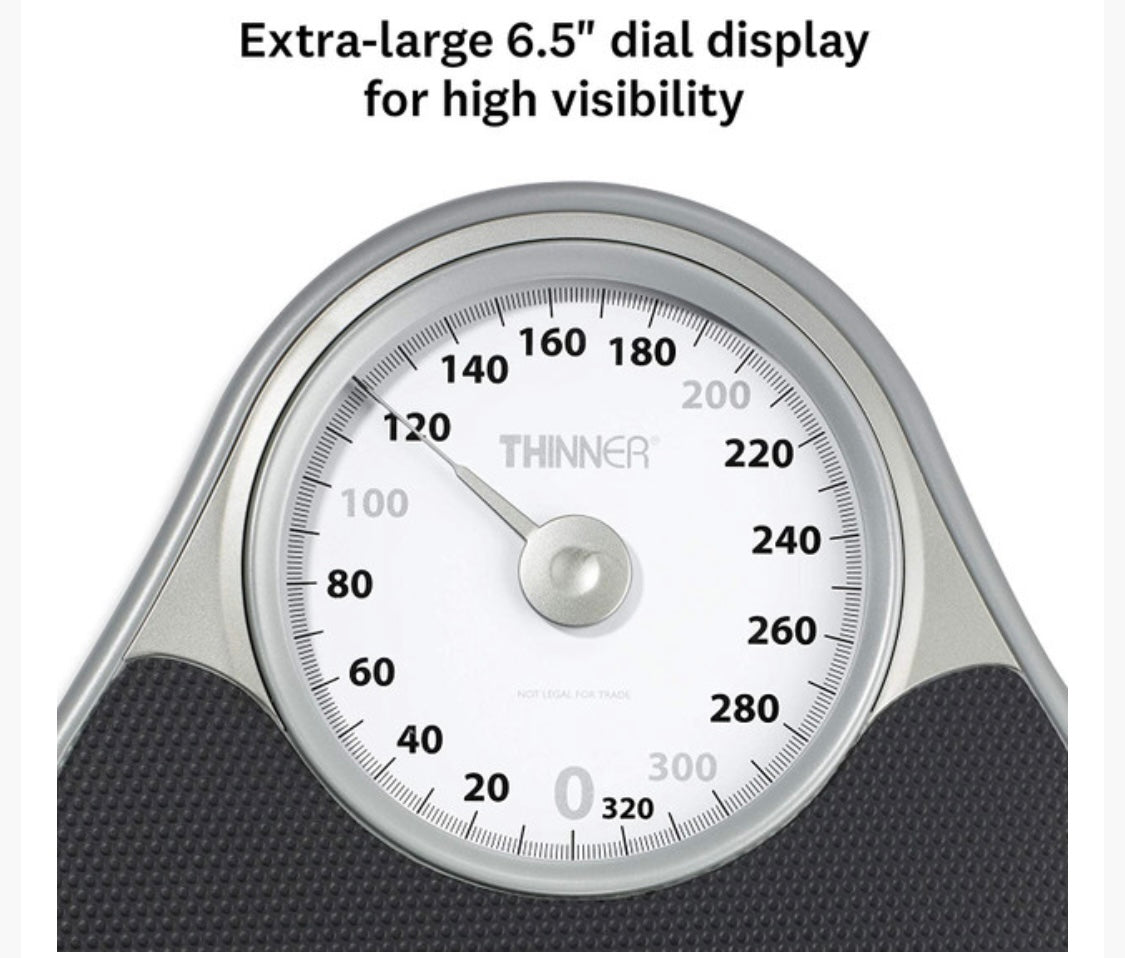 THINNER Extra-Large Dial Analog Precision Bathroom Scale, Analog Bath Scale - Measures Weight Up to 330 lbs.