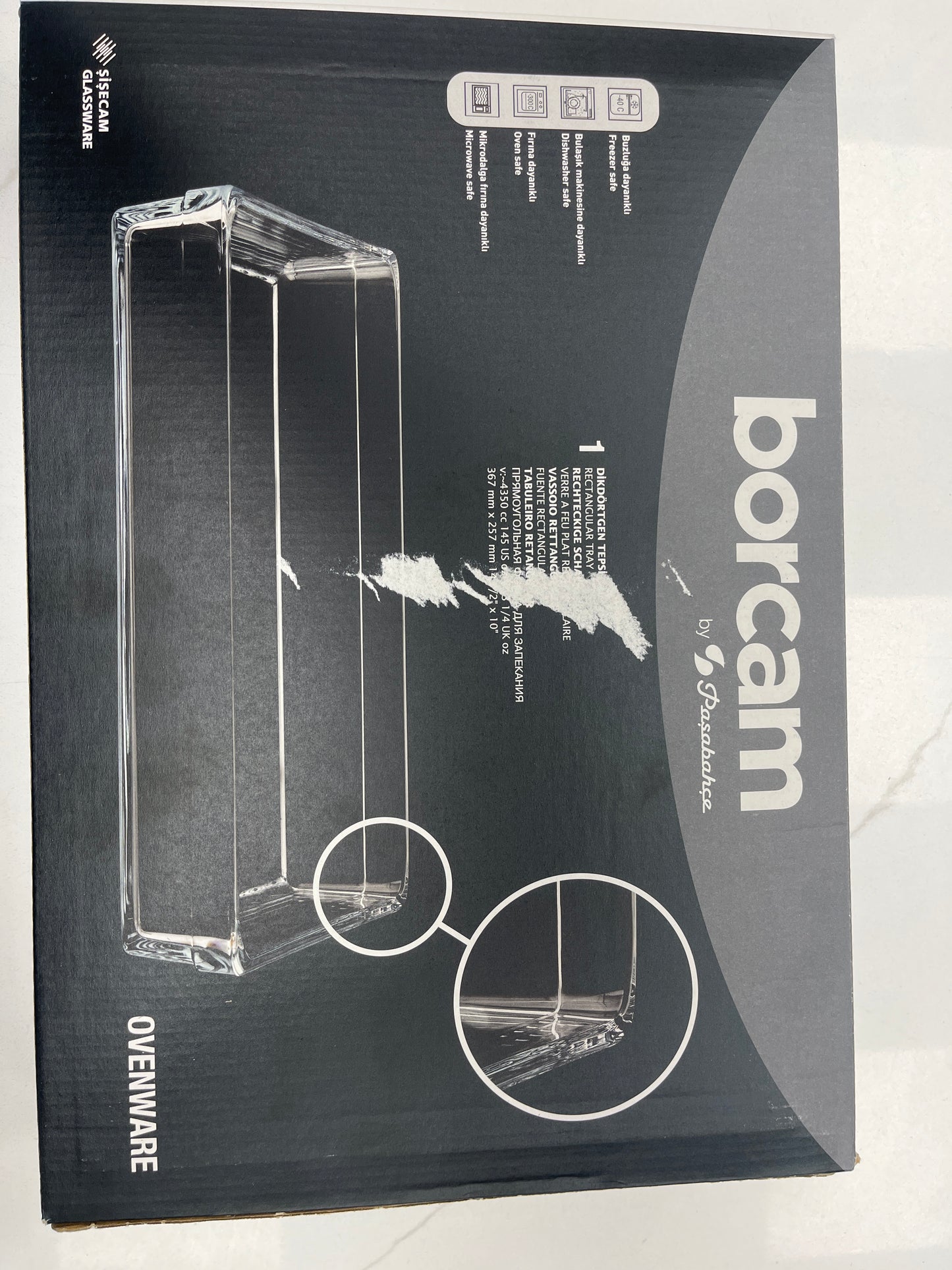Borcam glass rectangle tray high-quality