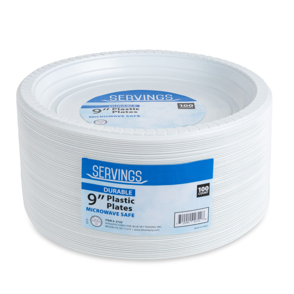 Servings Collection Microwave Safe White 9″ Lunch Plates (100 Count)