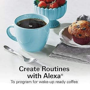Hamilton Beach Works with Alexa Smart Coffee Maker, Programmable, 12 Cup Capacity, Black and Stainless Steel (49350) - A Certified for Humans Device