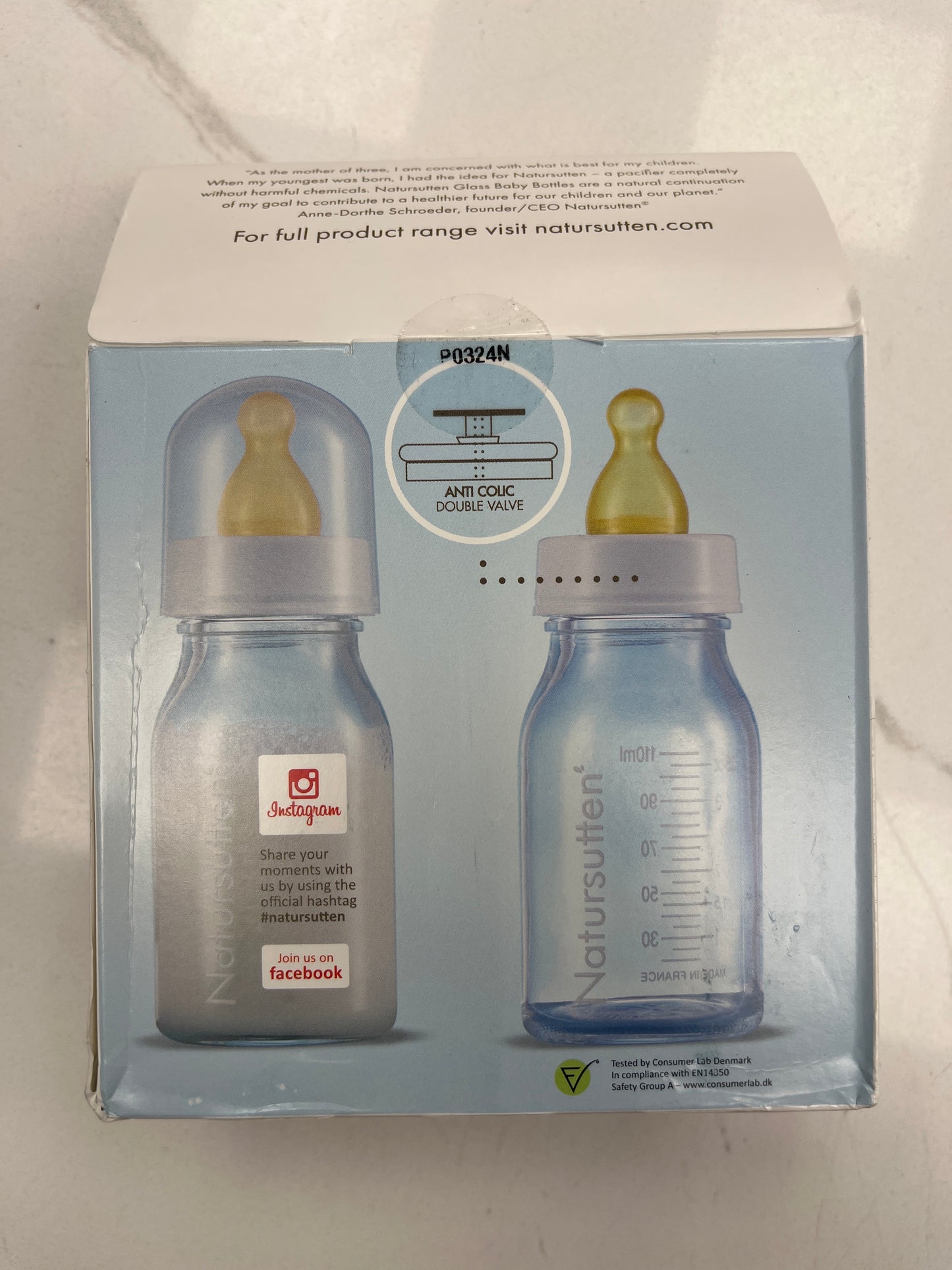 Glass baby bottle