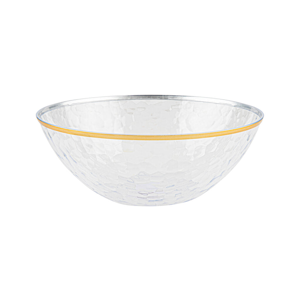 Hammered Salad Bowl 58oz Clear/Gold Rim