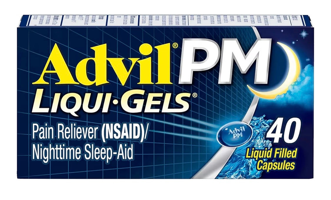 Advil PM Pain Reliever and Nighttime Sleep Aid, Pain Medicine with Ibuprofen for Pain Relief and Diphenhydramine Citrate for a Sleep Aid - 40 Coated Caplets