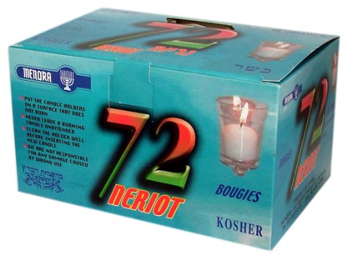 Menora Candles/Glass 4H 72pk