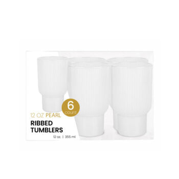 Ribbed Tumblers 12 oz Pearl