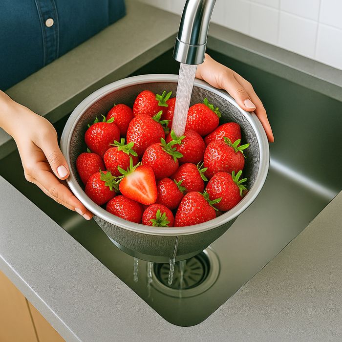 HIC Kitchen Reinforced Mesh Colander, Stainless Steel, 8in