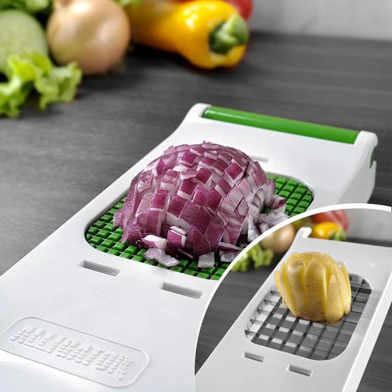 ALLIGATOR TWO IN ONE CHOPPER SET WITH DUAL GRIDS 6X6MM AND 12X12MM BPA FREE KITCHEN CHOPPER AND CHIPPER
