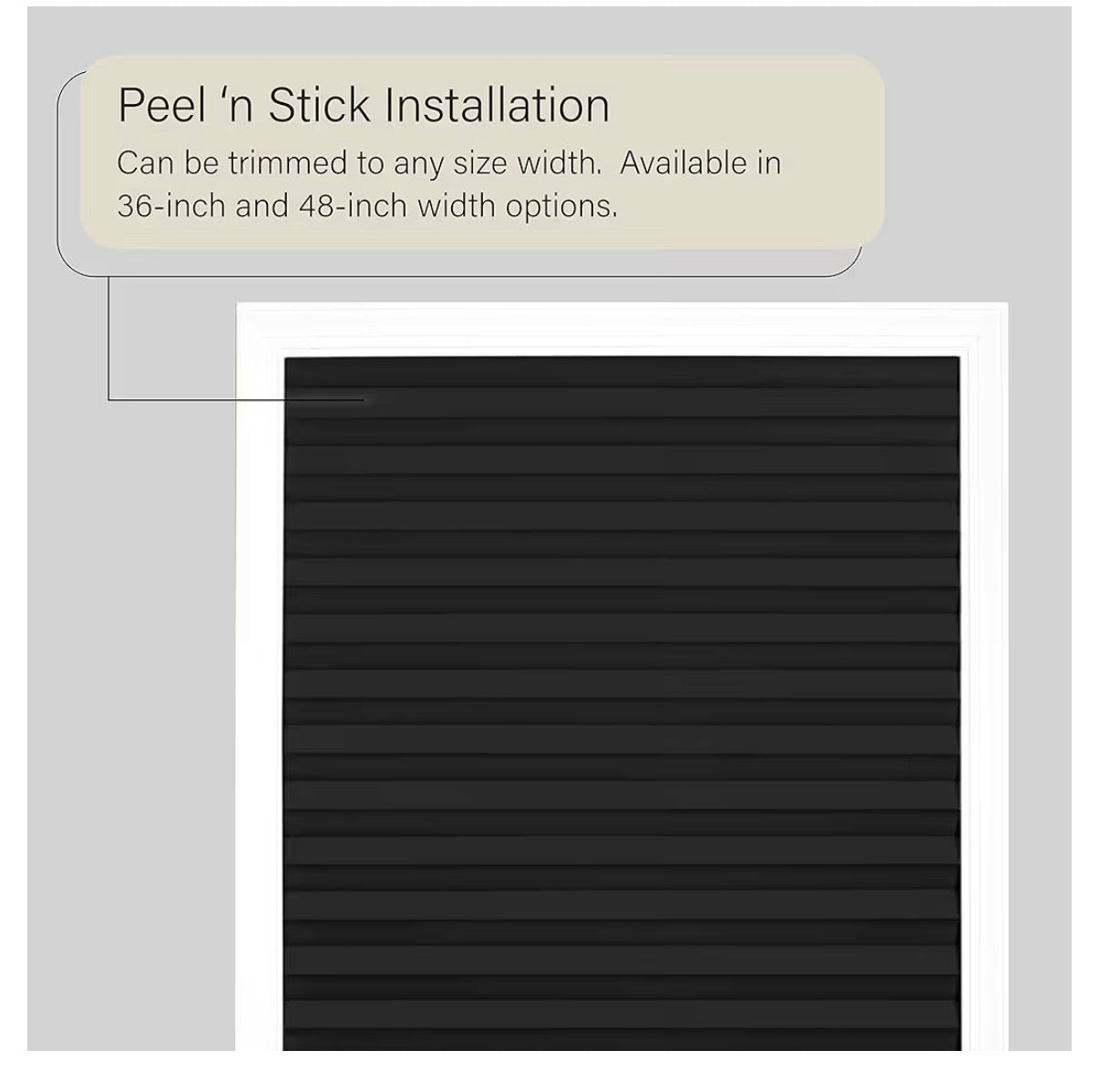 Darkening Temporary Pleated Vinyl Window Shades - 48 Inch Width, 75 Inch Length - Black - 1-2-3 Peel N' Stick - Light Filtering Pull Down Blinds for Windows by Achim Home Décor Vinyl shade black