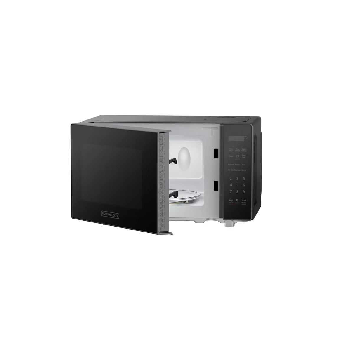 BLACK+DECKER EM031MFF–X2 Digital Microwave Oven with Turntable Push-Button Door, Child Safety Lock, 1000W, 1.1cu.ft, Black 1.1 Cu.ft