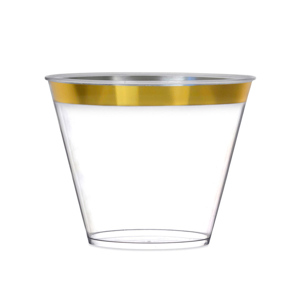 Clear 9oz Old Fash Gold Rim Cups (20 Count)