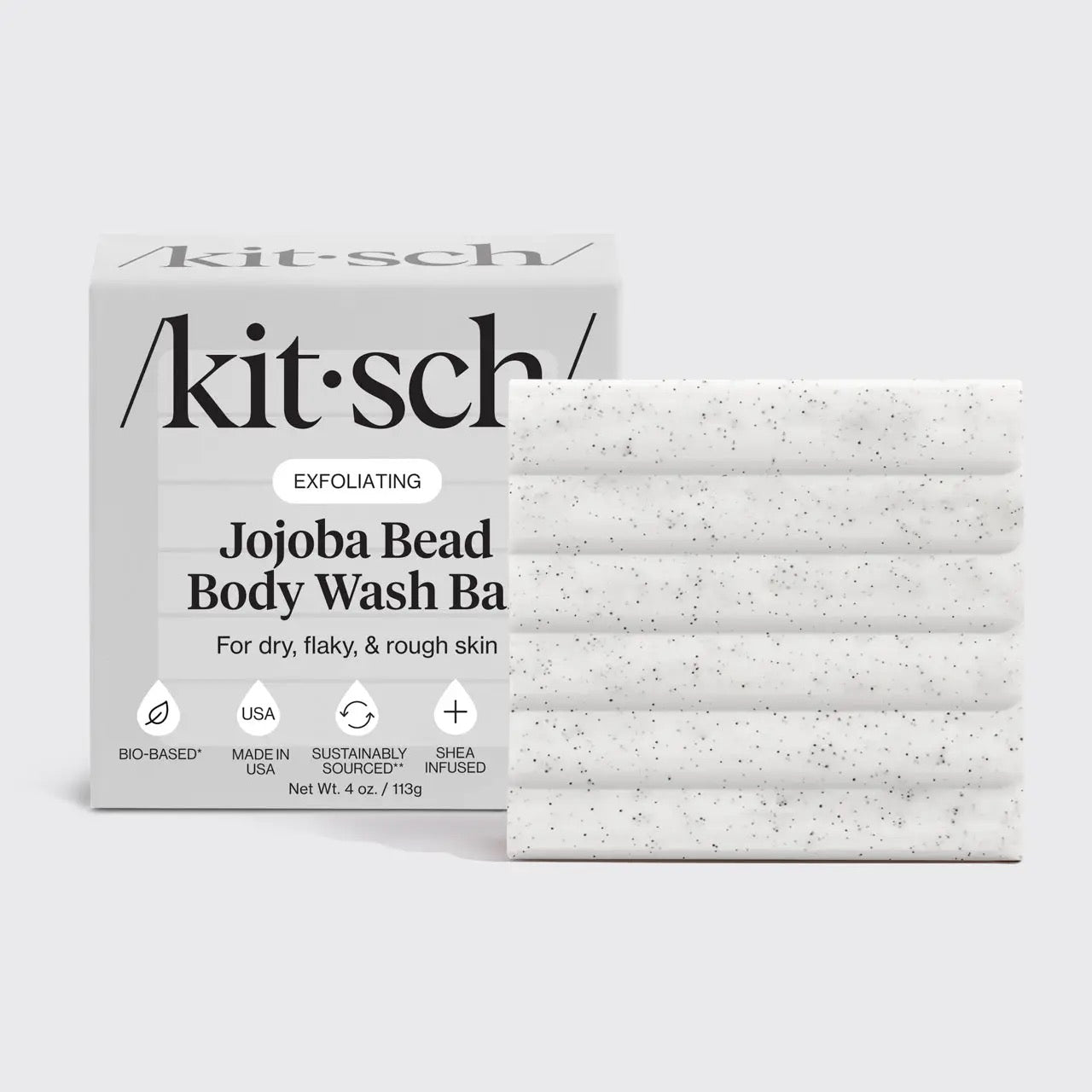 Kit•sch/ exfoliating jojoba bead body wash bar for dry, flaky and rough skin 