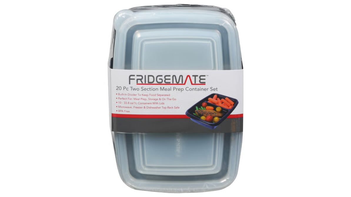 Fridgemate Two Section Meal Prep Container Set (20 ct)
