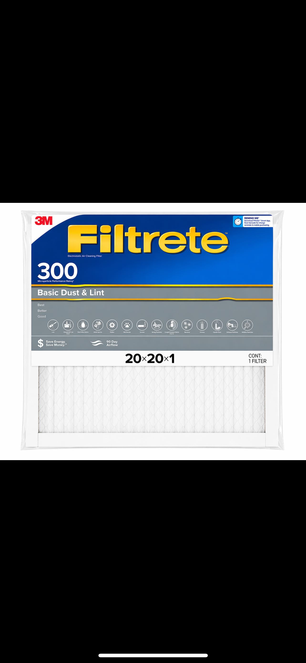 AIR COND FILTER-CENTRAL AIR 20x20x1