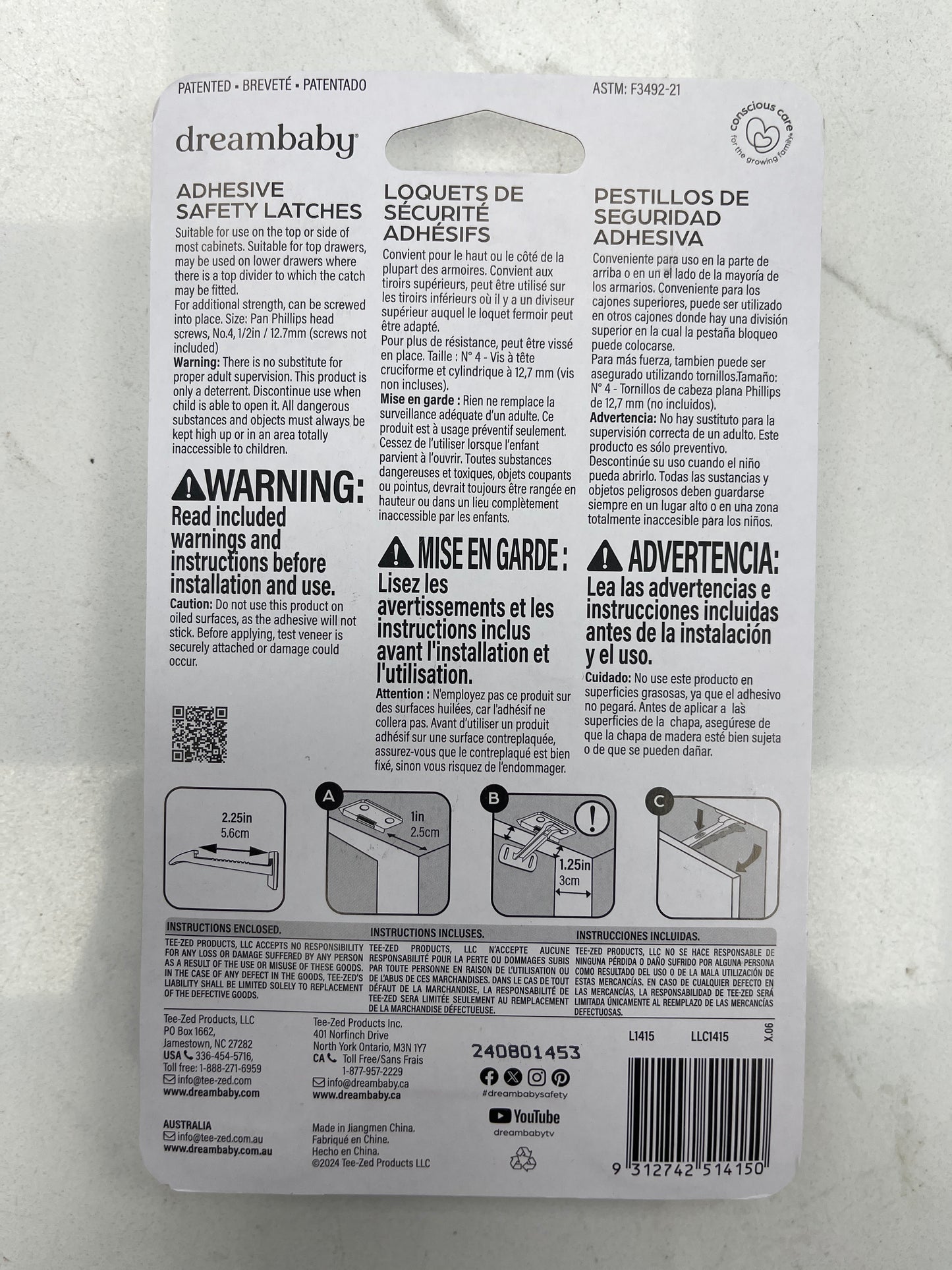 Cabinet latch, child proof