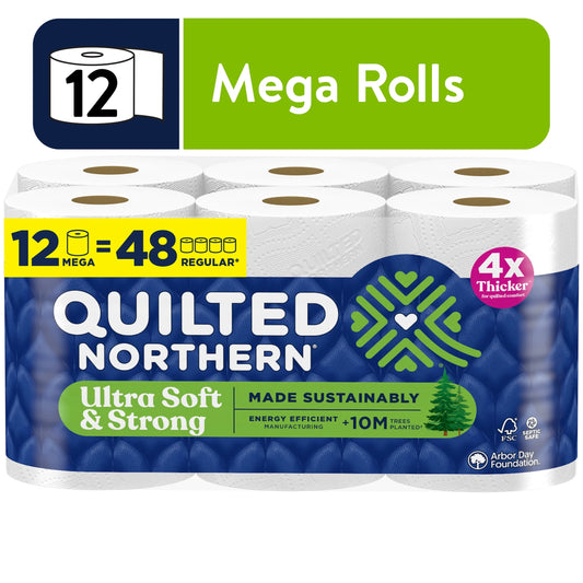 Quilted Northern Ultra Soft & Strong 2-Ply Toilet Paper, 12 Mega Rolls, 295 Sheets Per Roll