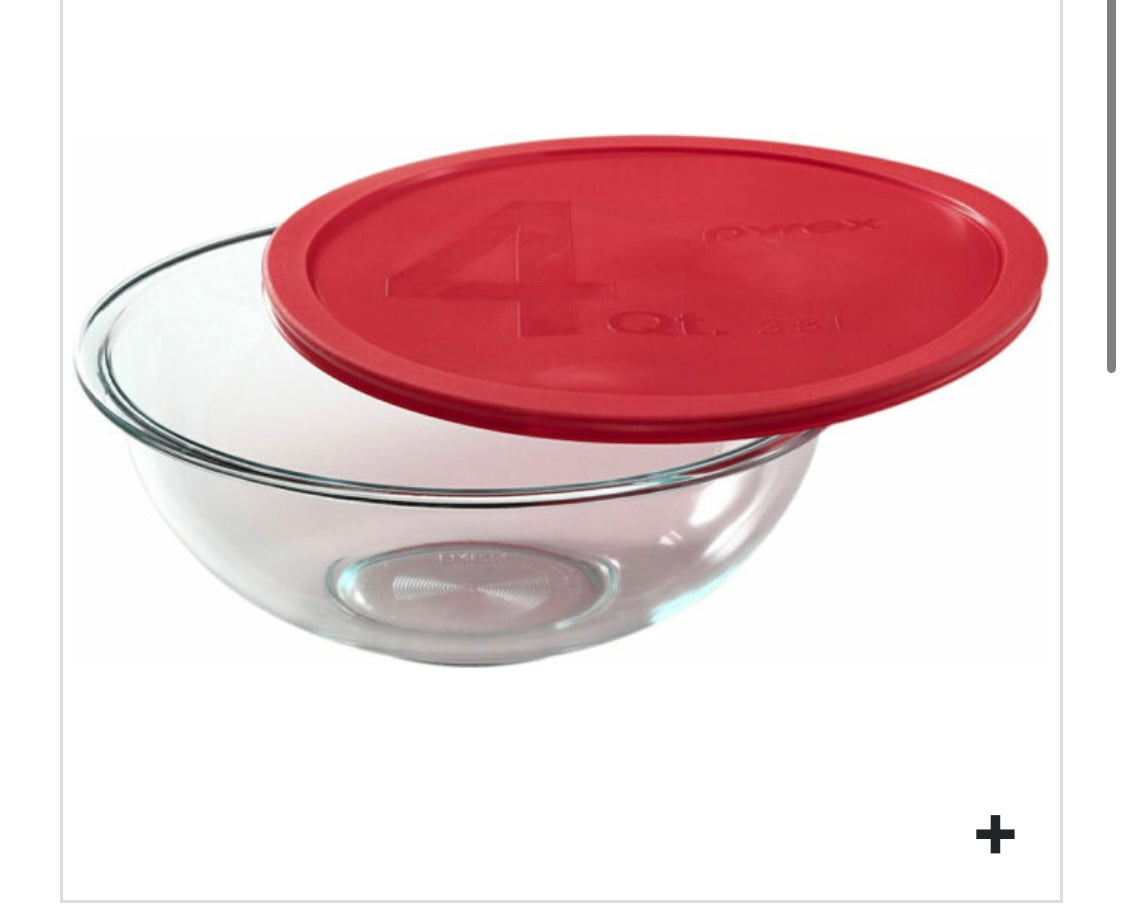 PYREX-MIXING BOWL-COVERED – 4 QT-RED COVER