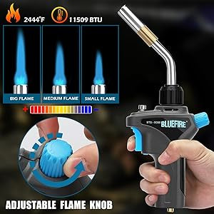 Metal Handle High Intensity Gas Welding Torch Head,Fuel by MAPP MAP PRO Propane, Professional Grade Auto Trigger Start Nozzle For Plumbing,HVAC,Soldering Brazing, Heavy Duty
