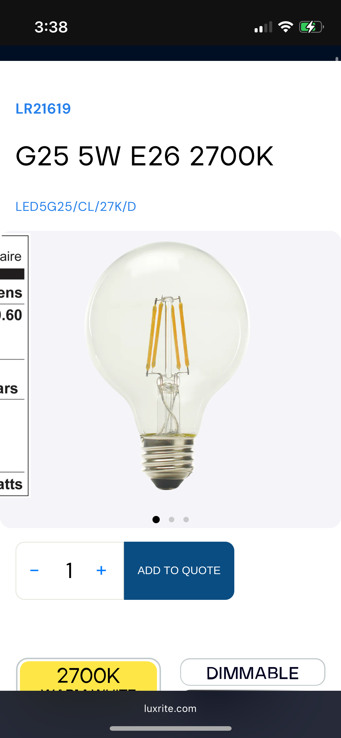 LR21619 G25 LED bulb 5W E26 2700K