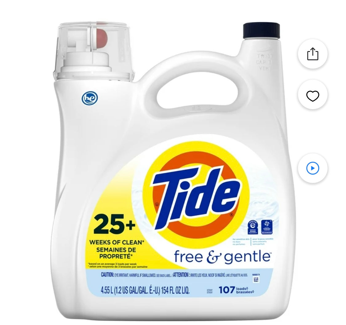 Tide Free Clear HE & gentle 107 loads