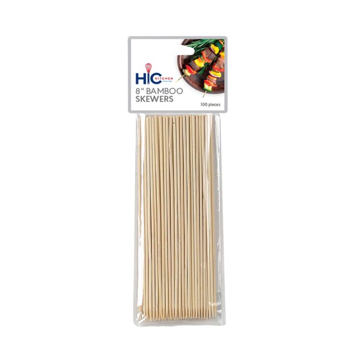 HIC Kitchen Bamboo Skewer, 8in, Pack of 100
