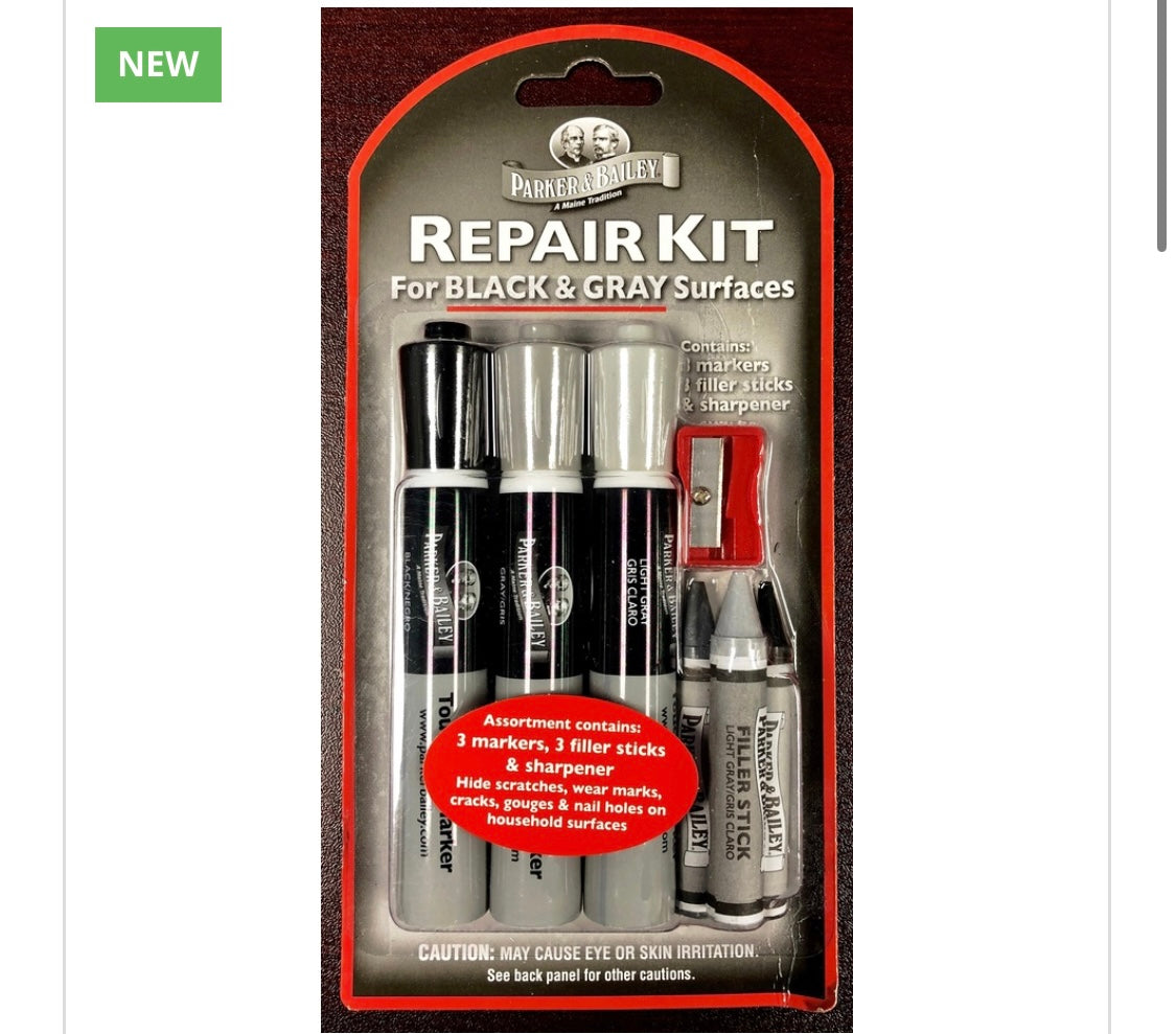 PARKER & BAILEY FURNITURE REPAIR KIT -BLACK & GRAY