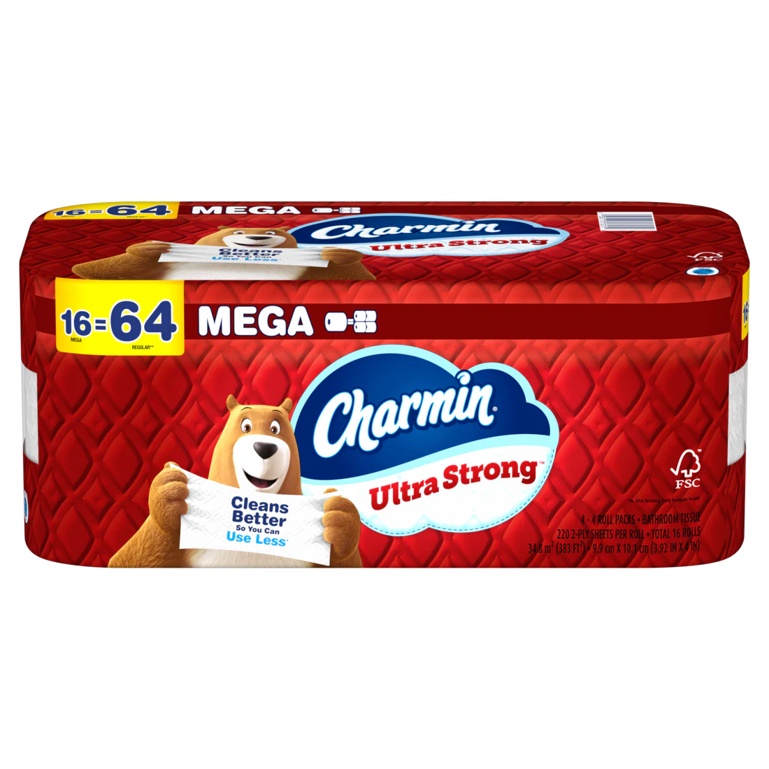 Charmin Ultra Strong Toilet Paper Mega Rolls 220 sheets per roll - 4x4pk - 16ct/1pk