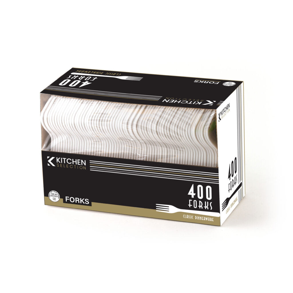 Basic Cutlery Collection, White Forks Medium Weight (400 Count)