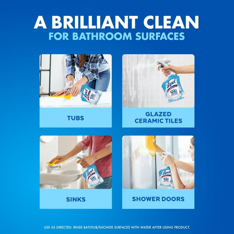 Lysol Bathroom Cleaner OXI Action Spray, Cleaning, Sanitizing, & Disinfecting Spray with Hydrogen Peroxide, Bleach Free, Cool Spring Breeze Scent, 32 fl oz