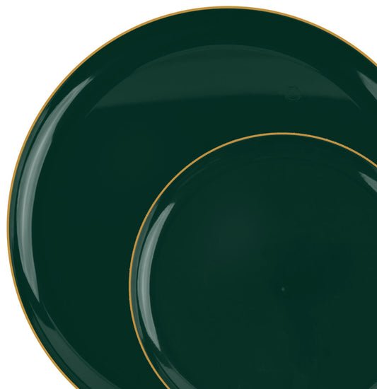 Edge 8″ & 10″ Plates Emerald Green Gold Rim Combo (20 Count)
