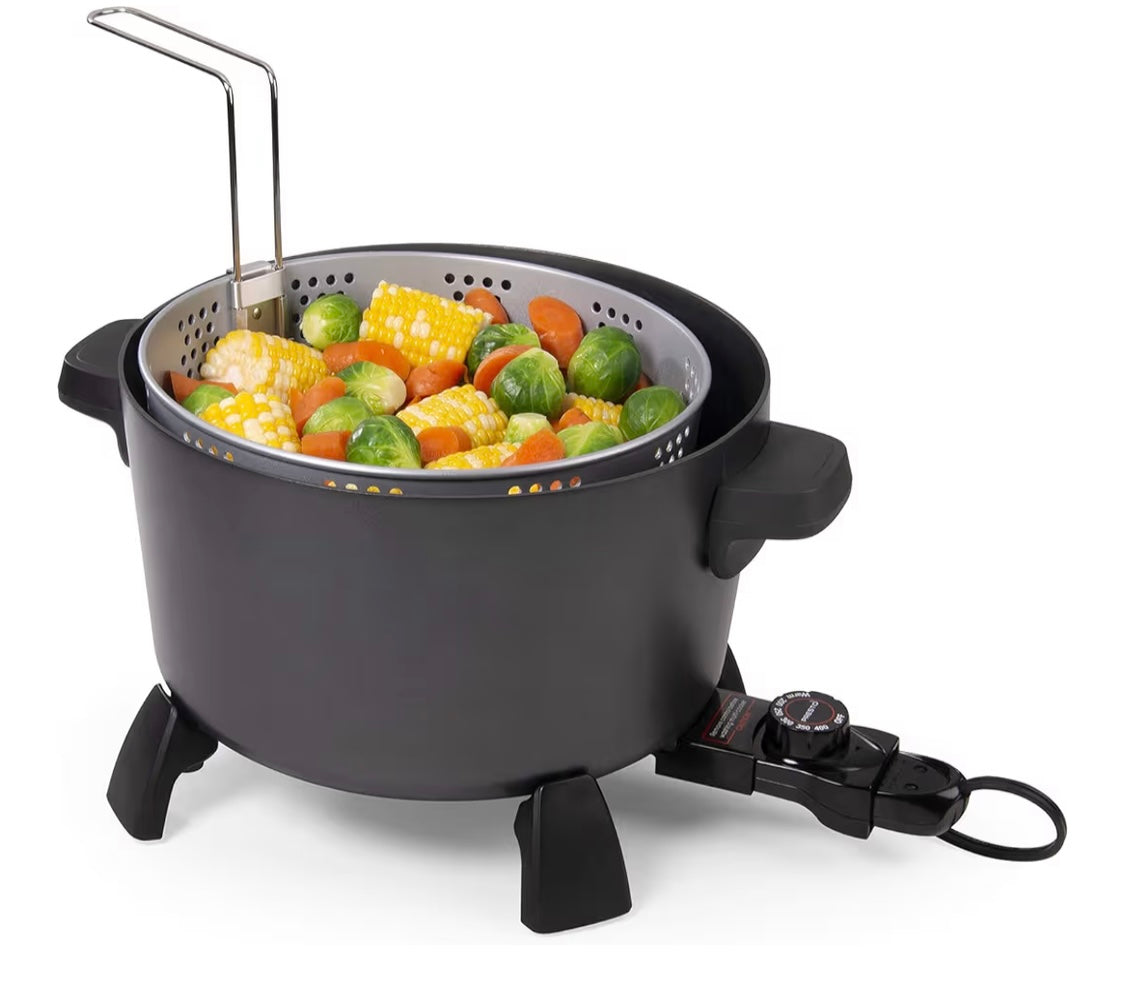 Presto 06009 10-Quart Kitchen Kettle XL Multi-Cooker, Steamer and Deep Fryer, Black