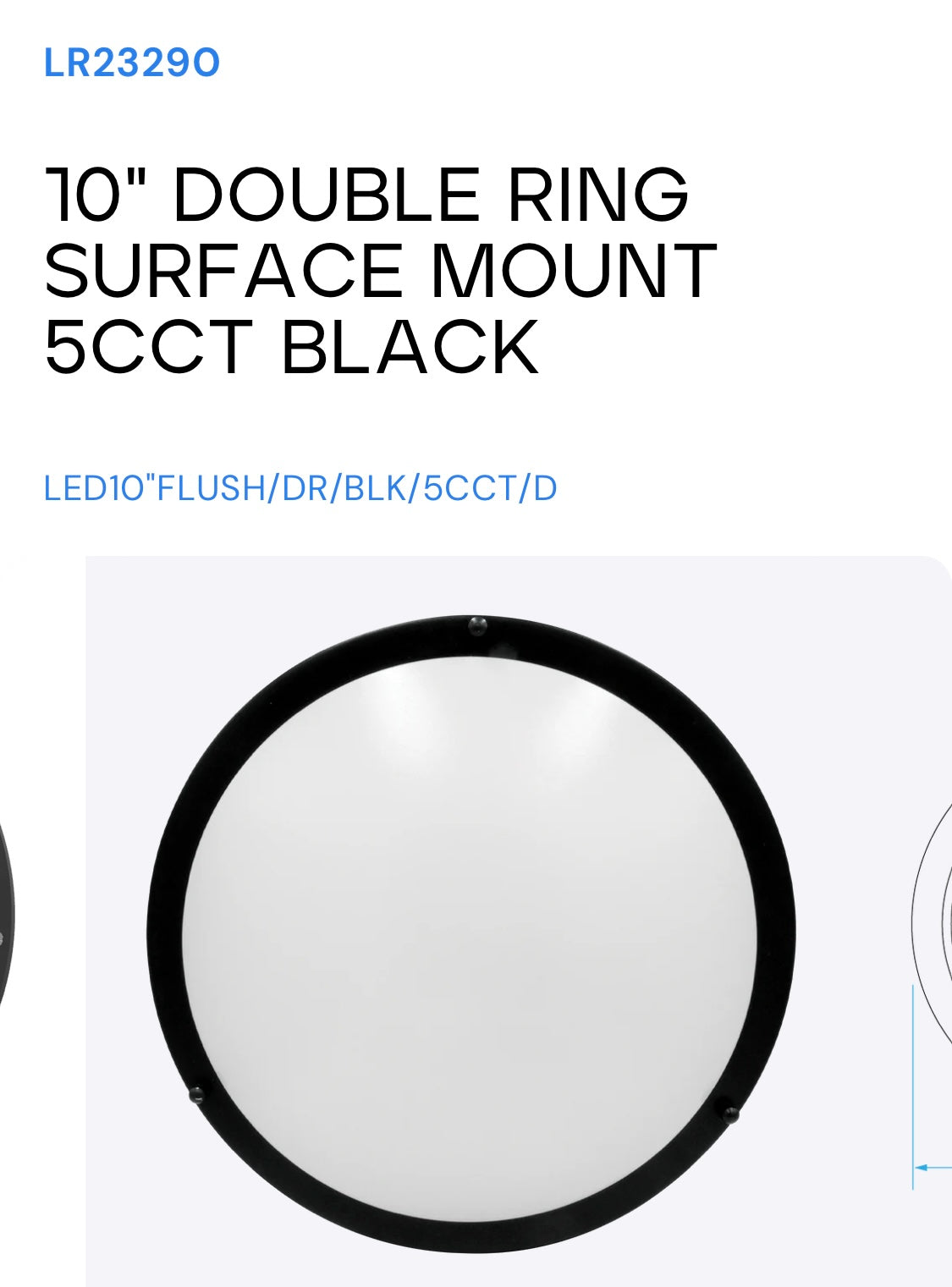 Luxrite LR23290 10" DOUBLE RING SURFACE MOUNT 5CCT BLACK