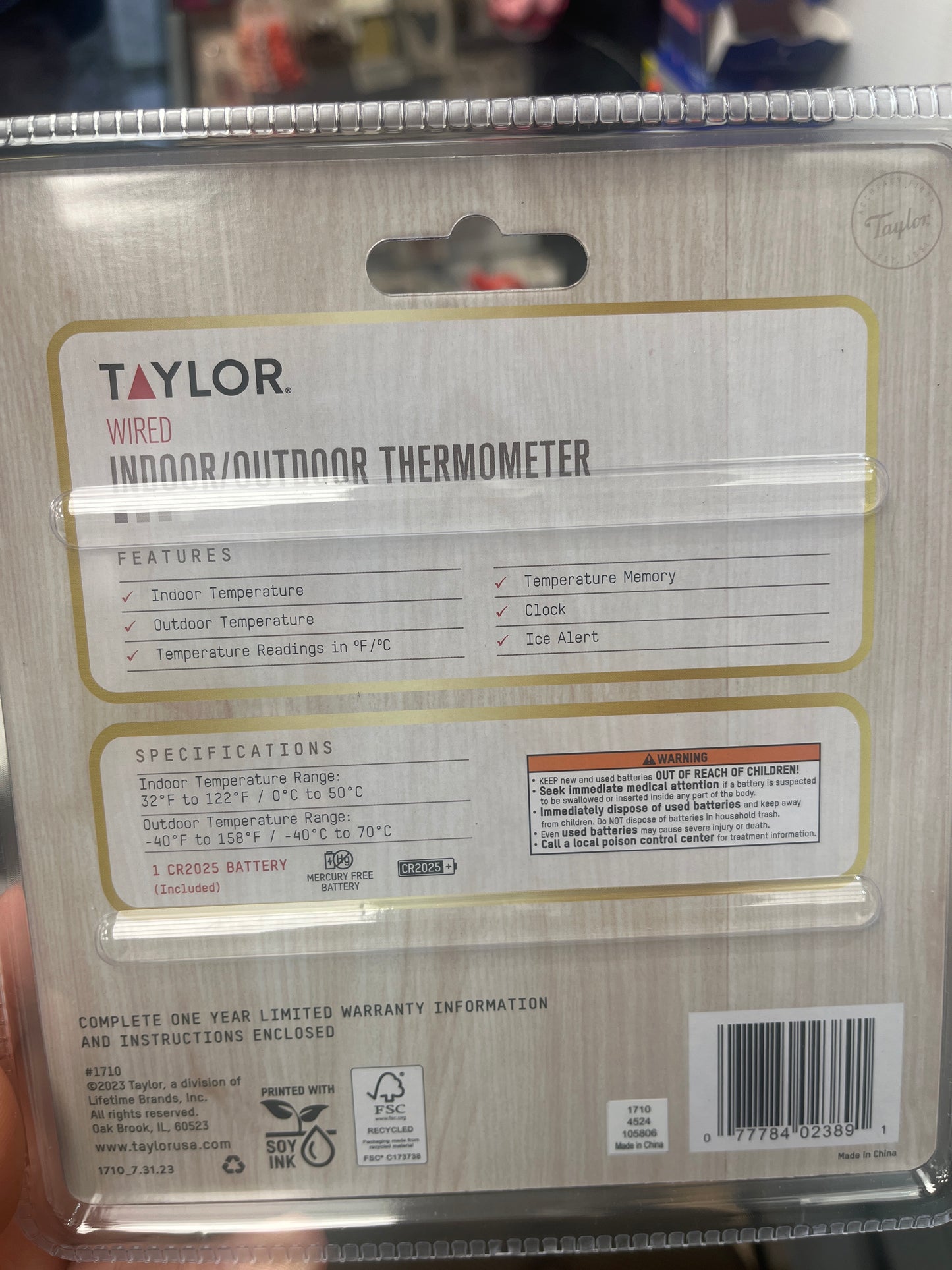 Taylor wired, indoor outdoor thermometer, digital screen