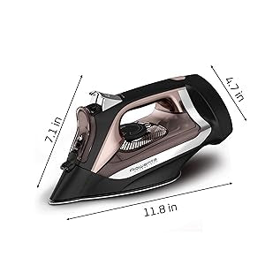 Rowenta Access Stainless Steel Soleplate Steam Iron with Retractable Cord, Powerful Steam Diffusion, Auto-Off and Anti-Drip, 1725 Watts, Black Clothes Iron, DW2459