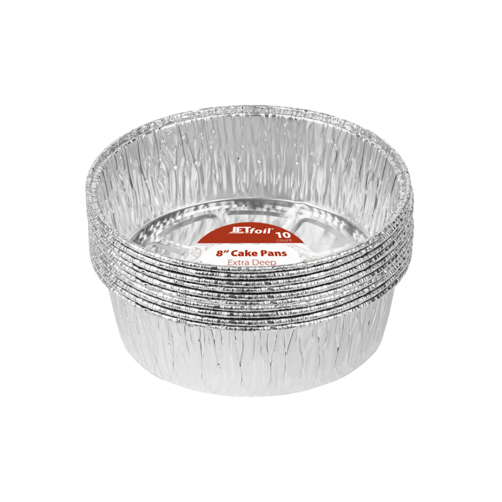 Round 8″ Cake Pan Extra Deep Aluminum Pans (10 Count)