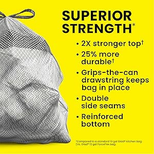 Glad ForceFlex MaxStrength Kitchen Trash Bags, 20 Gal, Fresh Clean Febreze, 80 Ct