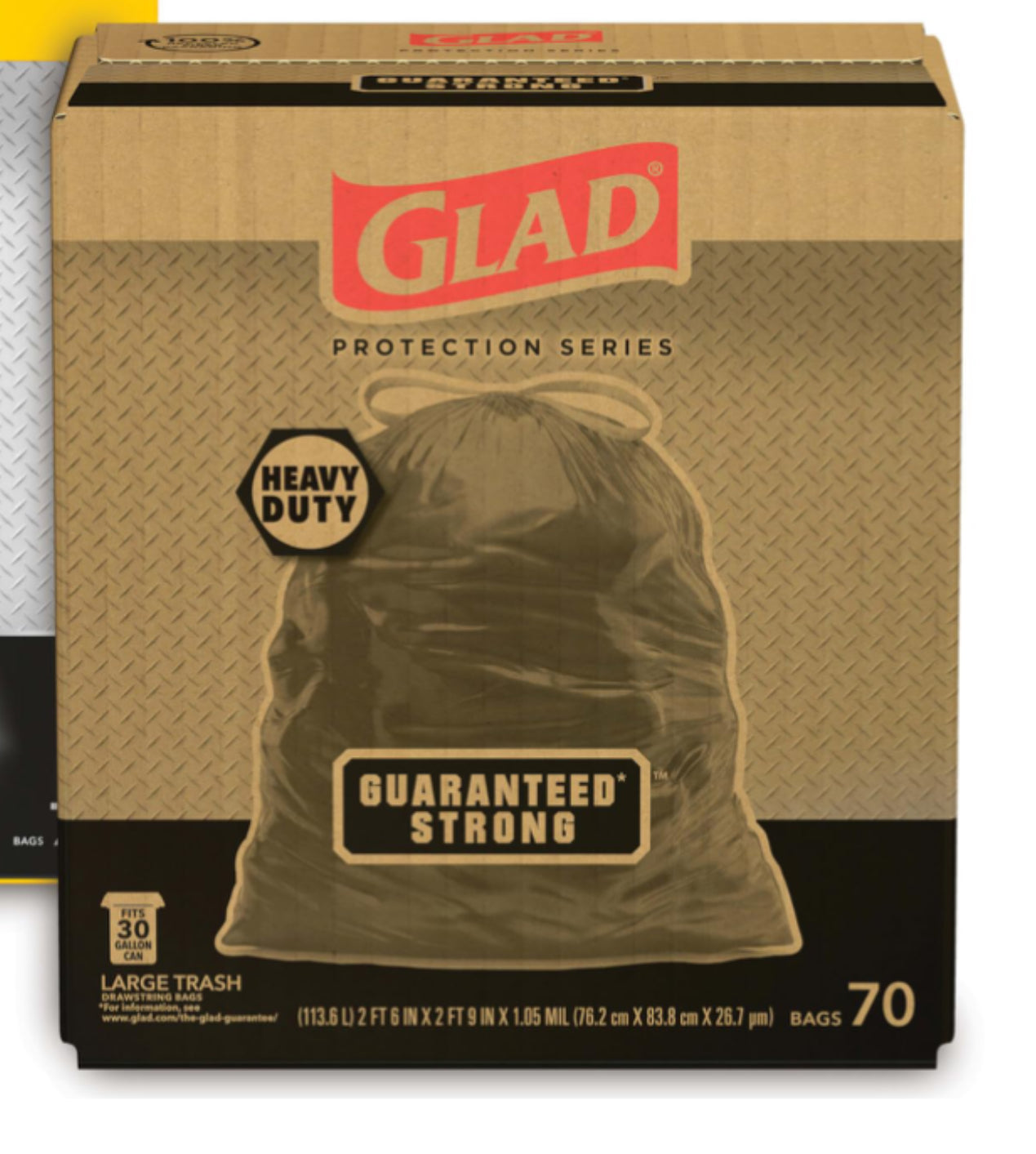 Glad heavy duty black garbage bags, 30 gallon (70 bags 