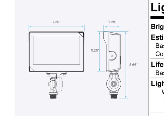 Luxrite LR40370 35W UNIVERSAL FLOOD LIGHT KNUCKLE MOUNT - CCT & WATTAGE SELECTABLE
