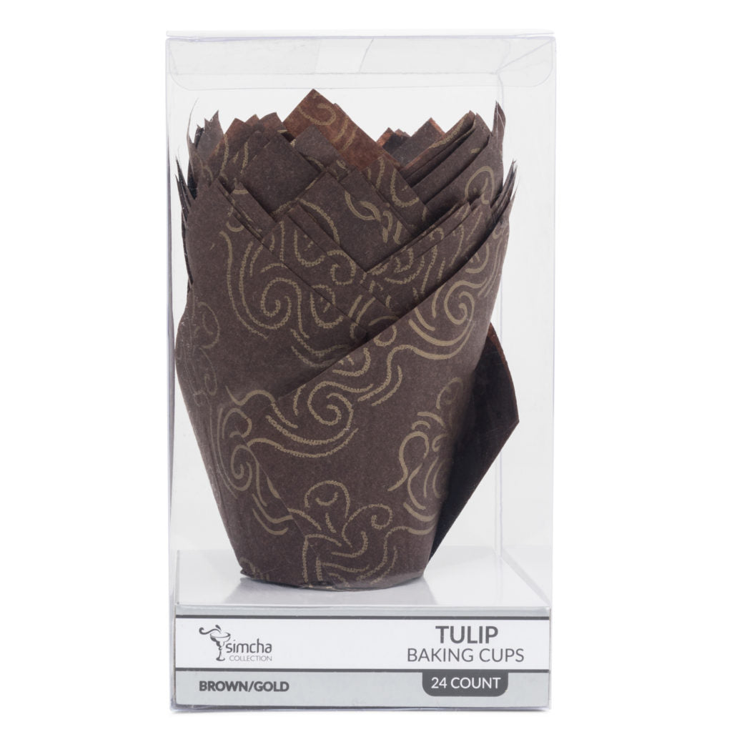 Tulip Baking Cups Brown/Gold Large (24 Count)