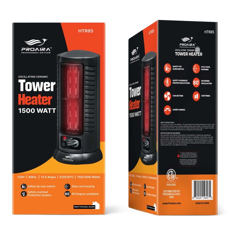 Oscillating Ceramic Tower Heater 1500 watts
