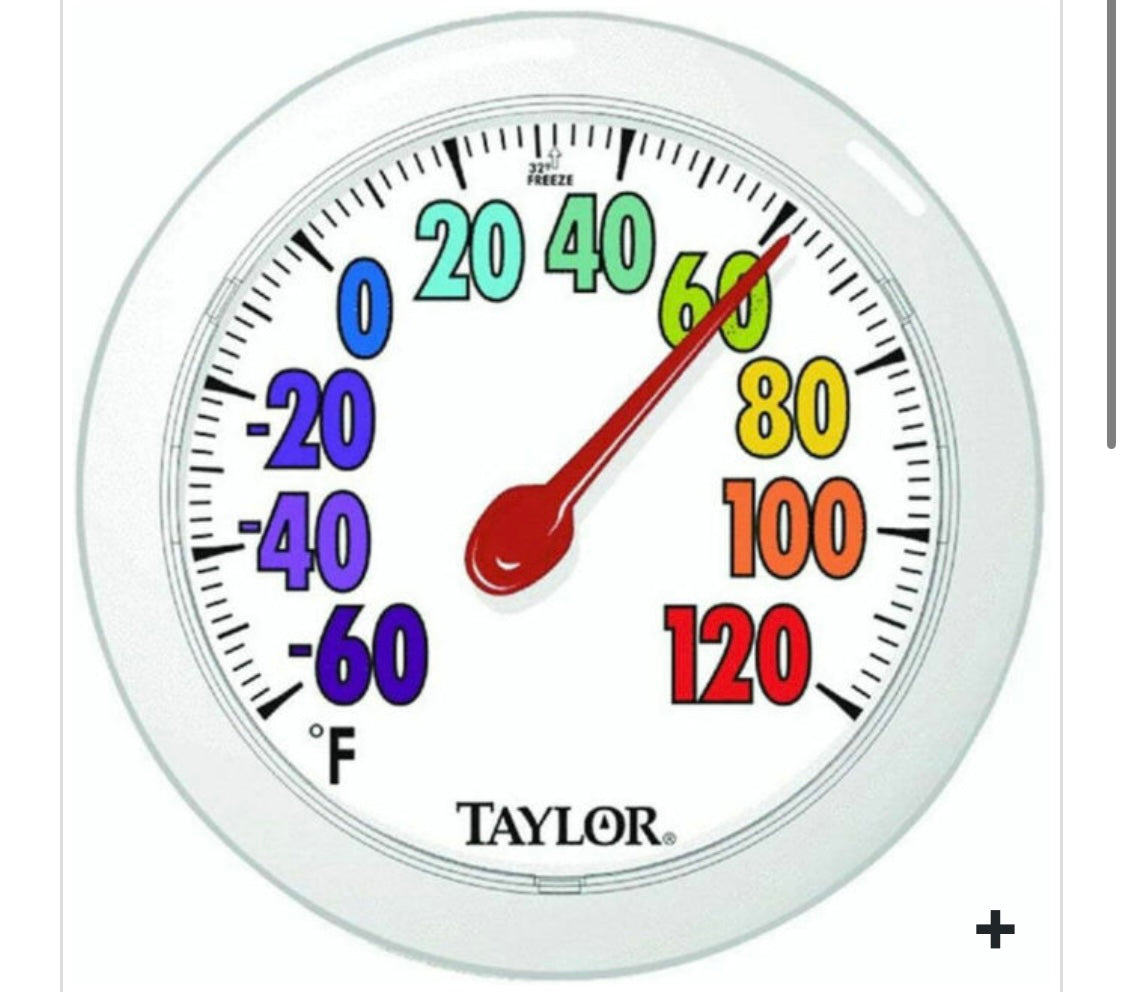 THERMOMETER/IN & OUTDOOR-6″ COLORED NUMBERS