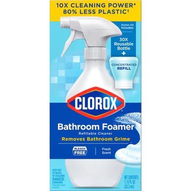 Clorox Bathroom Foamer Refillable Cleaner Starter Kit 1 Sprayer Bottle (20oz) and 1 Refill (1.125oz) Fresh Scent - 1set