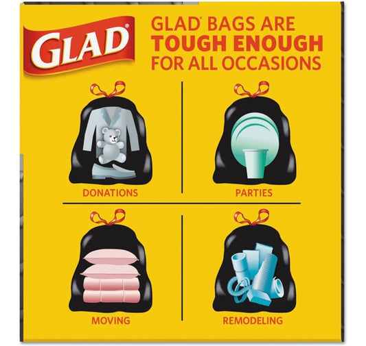 Glad Trash bags 30 gallons 28 Bags