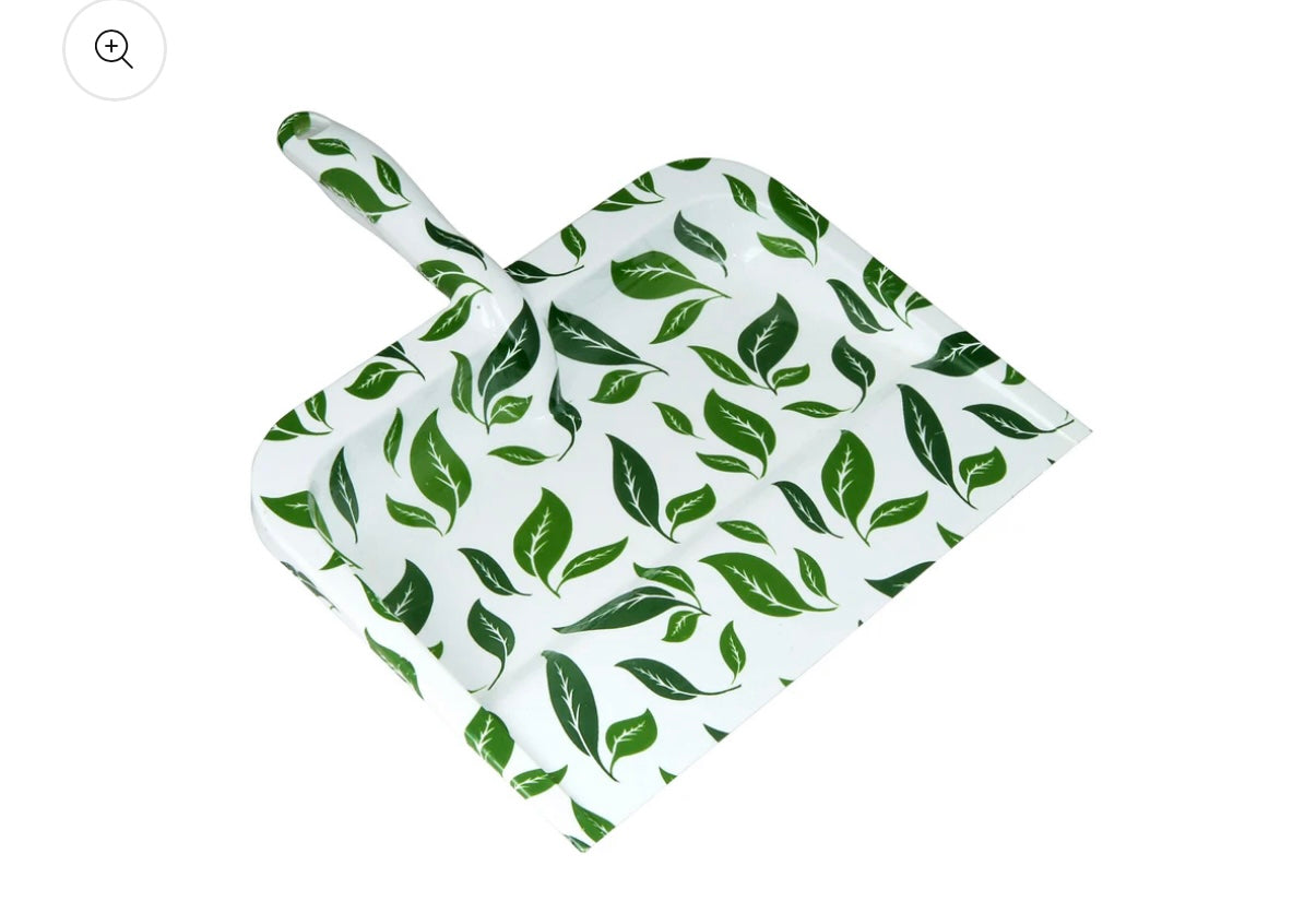 Dustpan Green/White Leaf Design