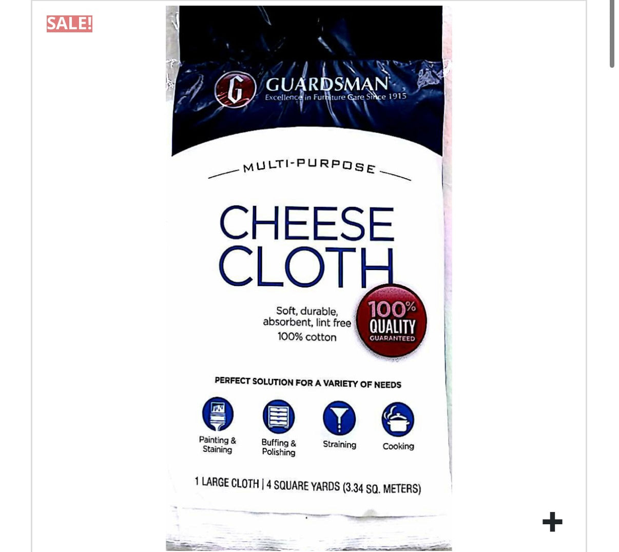CHEESE CLOTH – 4sq. YARDS 100% COTTON