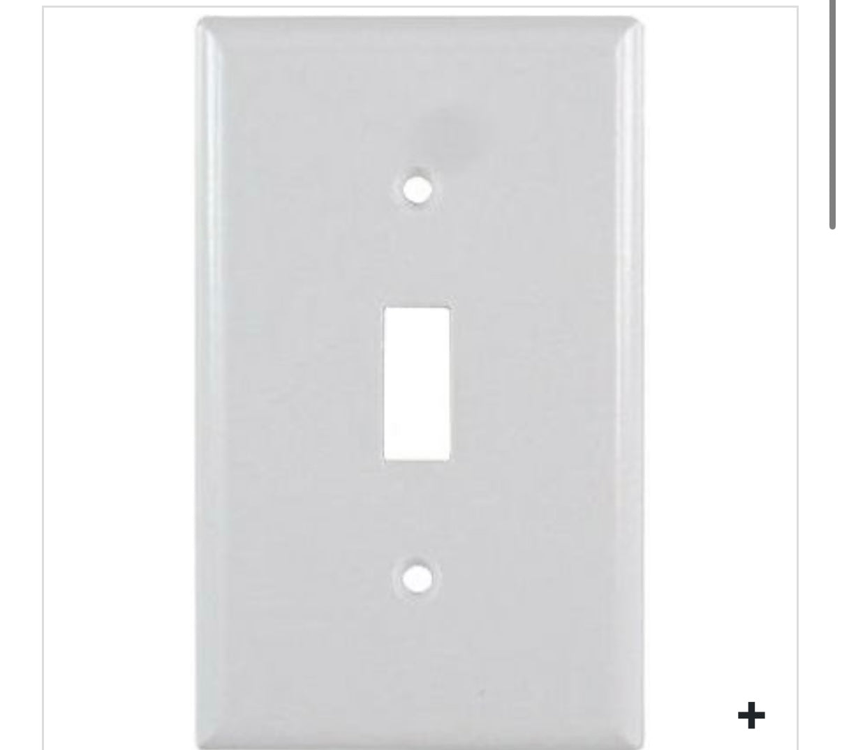 PLATE FOR TOGGLE SWITCH-1 GANG WHITE