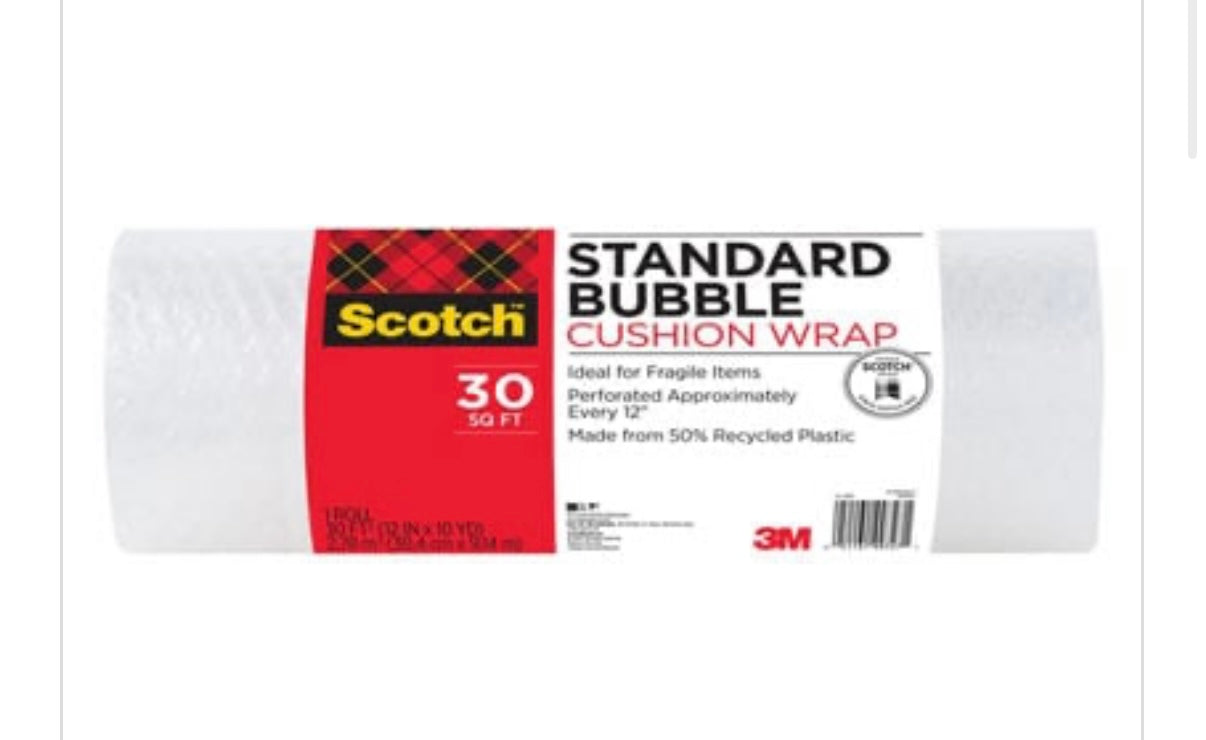 BUBBLE WRAP – 12″ x 30′ (30 sq ft)