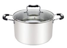 Millvado - Urban, Stock Pot with Glass Lid, Silicone Handles, 18/10 SS, Black, 11 qt